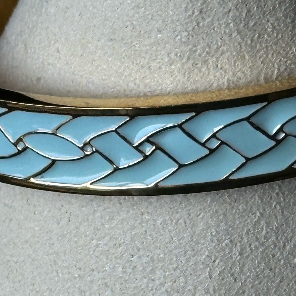 J. Crew Hinged Bangle Bracelet with Robin’s Egg Enamel - Picture 2 of 3